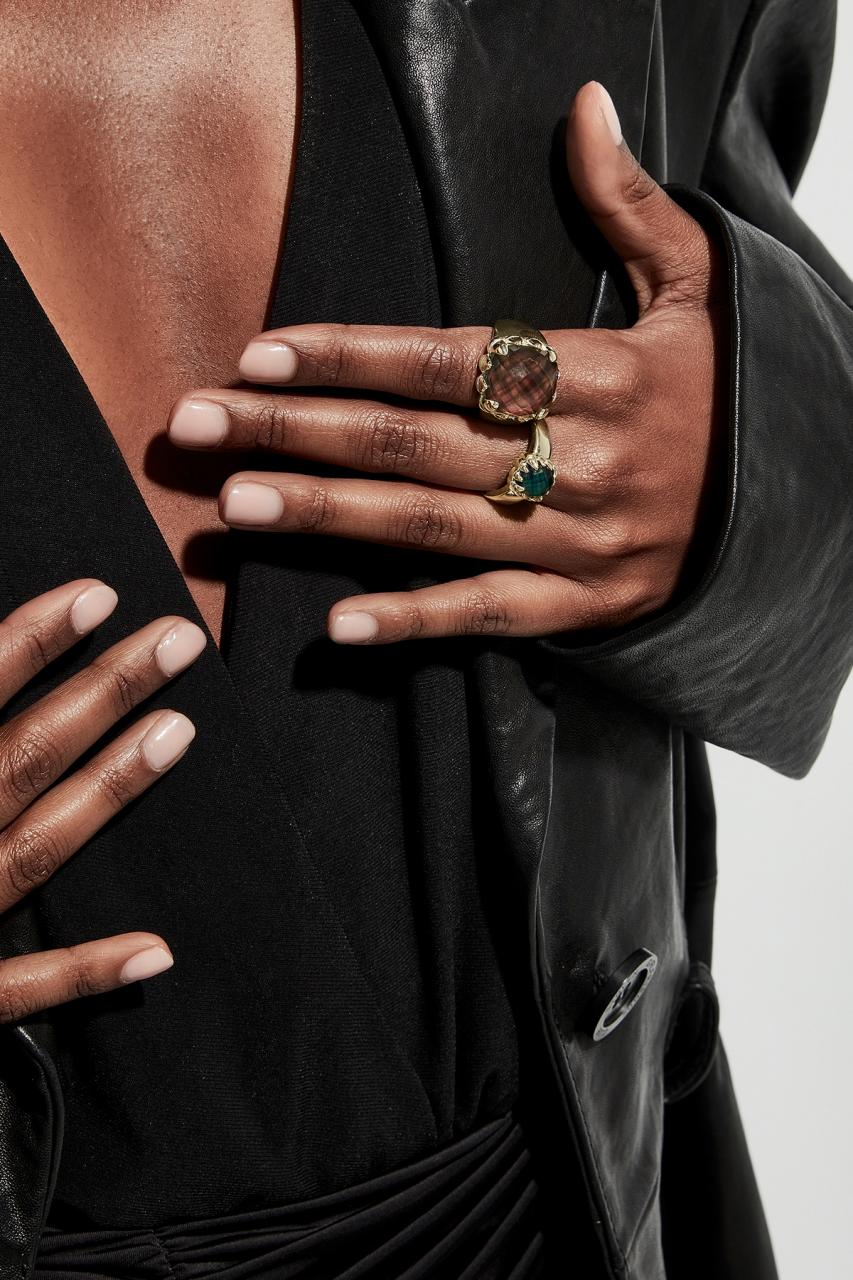 Stolen Girlfriends Club 18ct Gold Plated Mood Crystal Baby Claw Ring