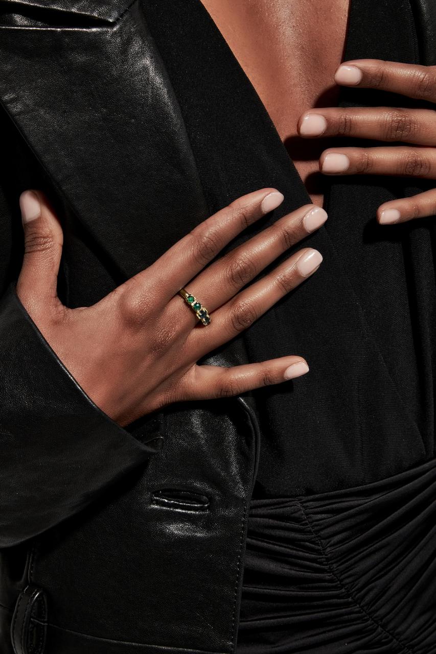 Stolen Girlfriends Club 18ct Gold Plated Mood Crystal Halo Cluster Ring