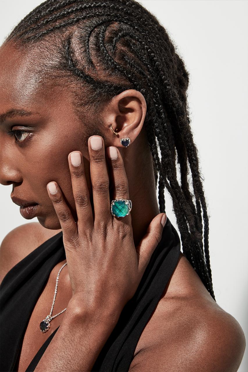 Stolen Girlfriends Club Sterling Silver Mood Crystal Love Claw Earrings