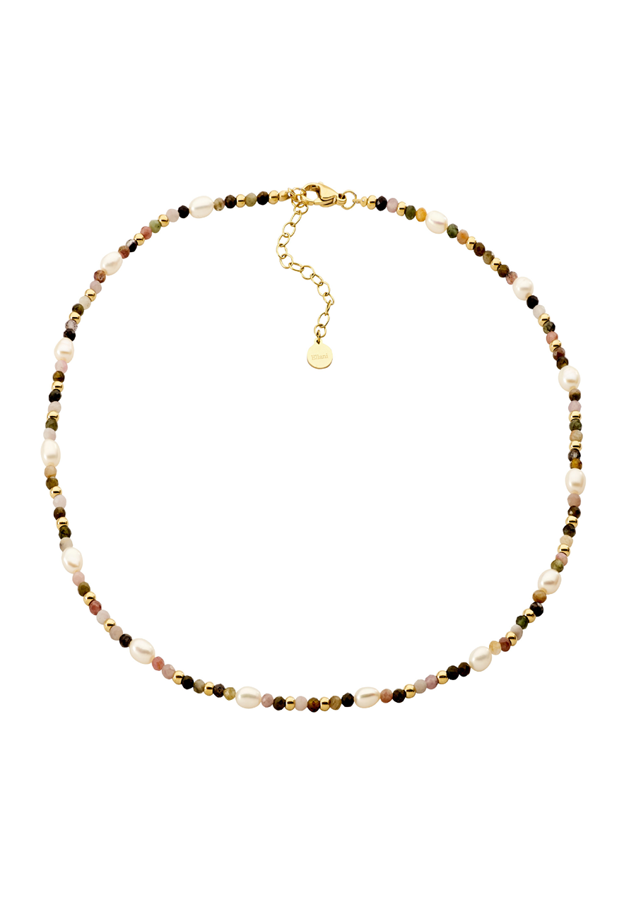 Ellani Stainless Steel Tourmaline & Freshwater Pearl Necklace