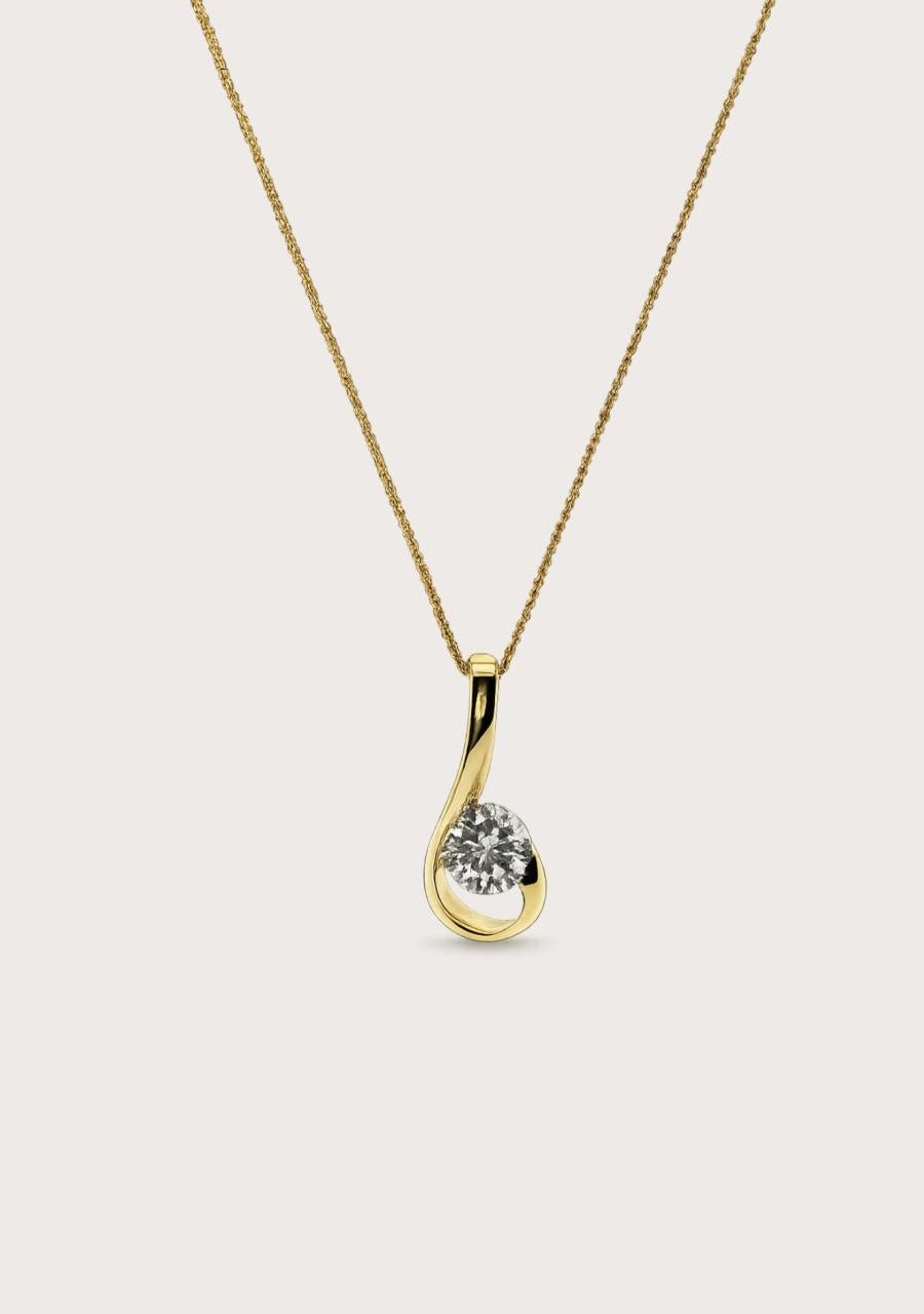 Estate 9ct Yellow Gold Cubic Zirconia Slider Pendant