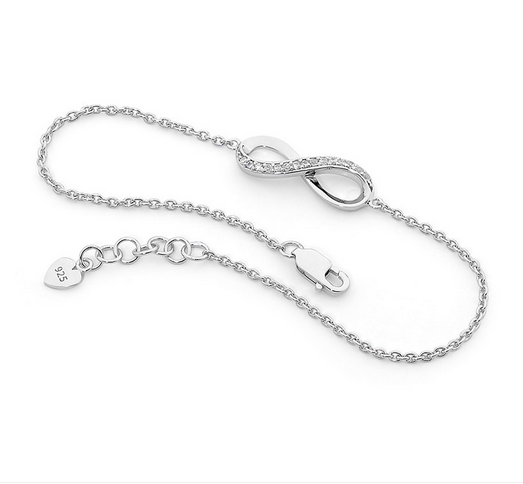 Ellani Sterling Silver Cubic Zirconia Infinity Bracelet