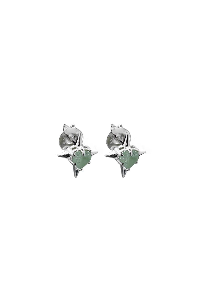 Stolen Girlfriends Club Sterling Silver Green Amethyst Precious Punk Stud Earrings