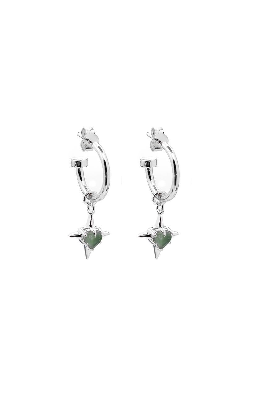 Stolen Girlfriends Club Sterling Silver Green Amethyst Precious Punk Anchor Earrings