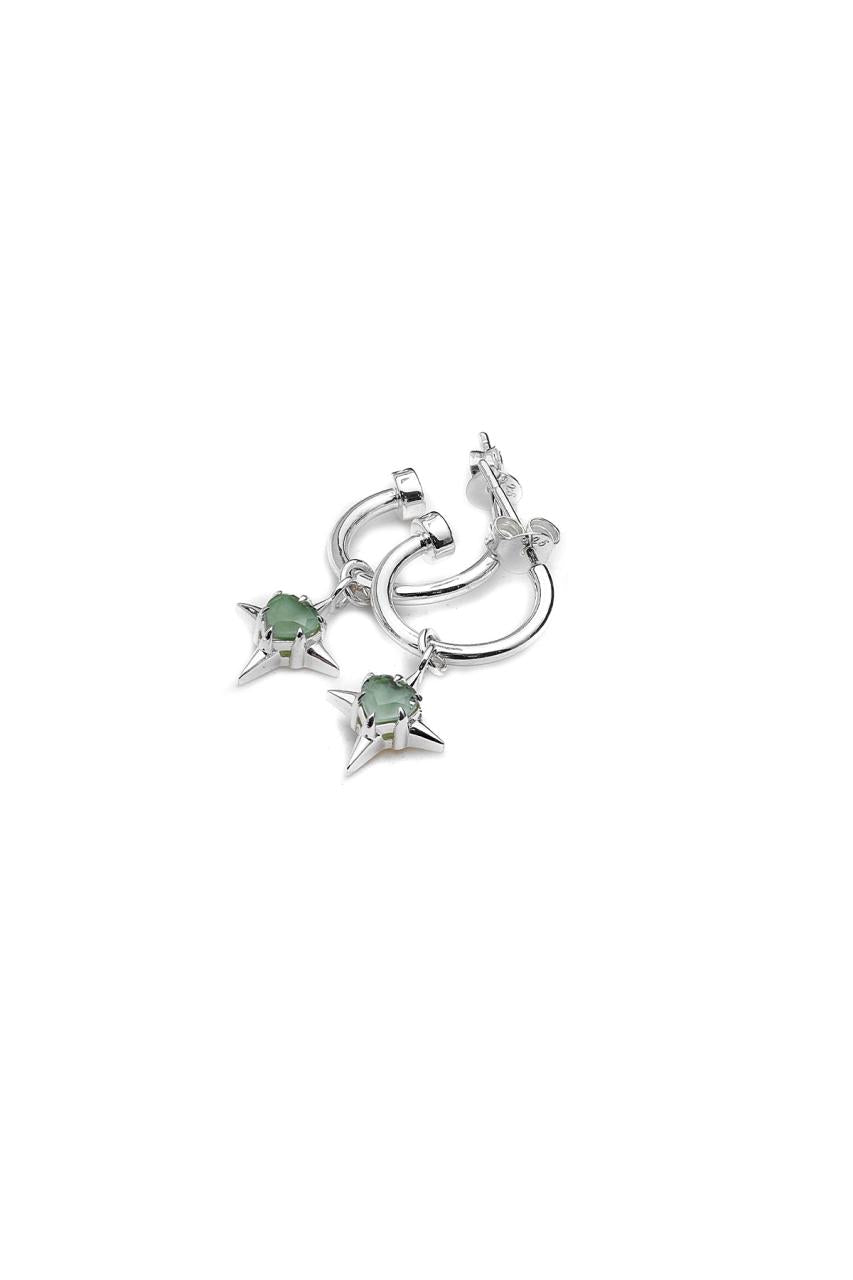 Stolen Girlfriends Club Sterling Silver Green Amethyst Precious Punk Anchor Earrings