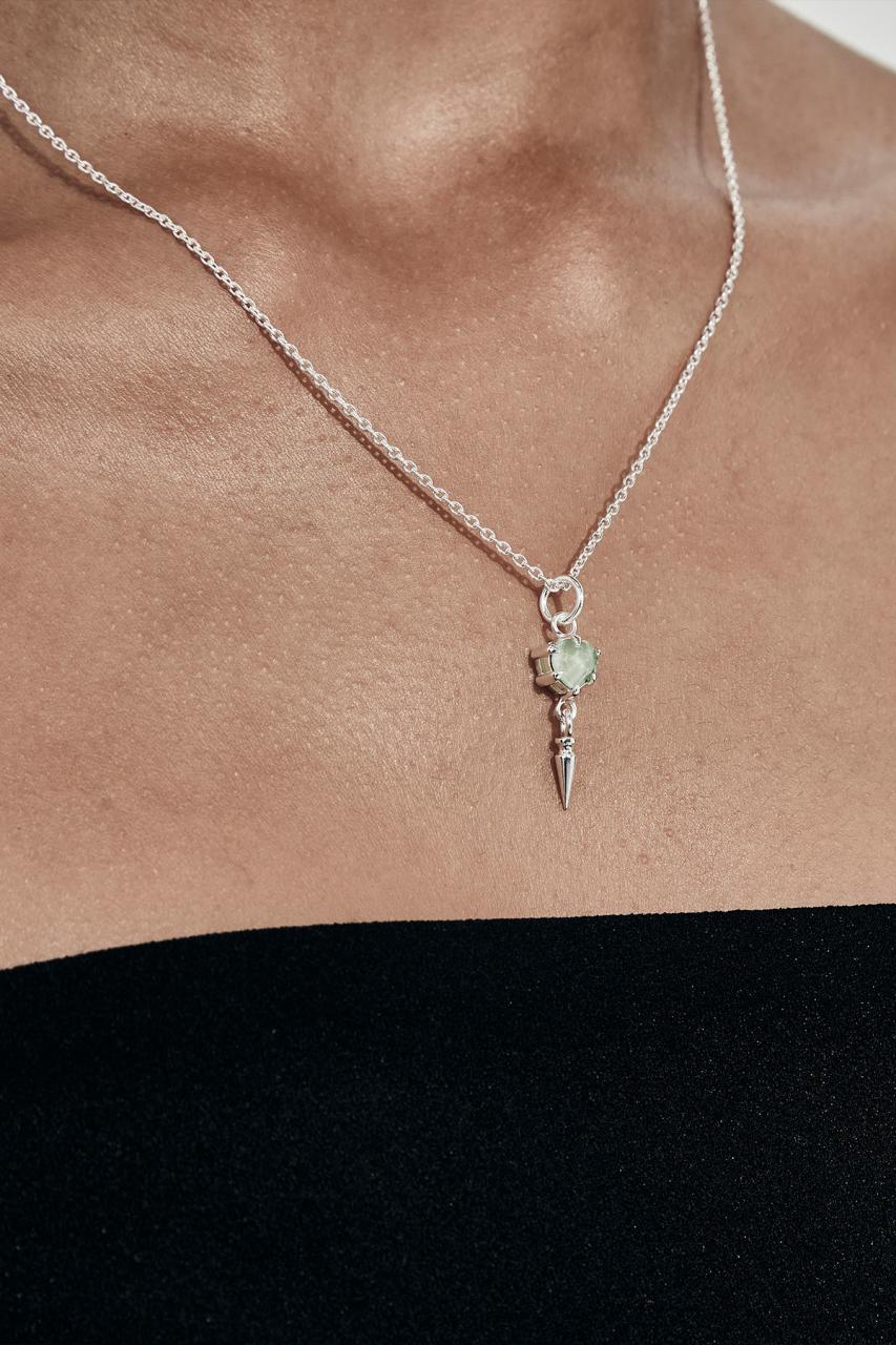 Stolen Girlfriends Club Sterling Silver Green Amethyst Precious Punk Spike Necklace