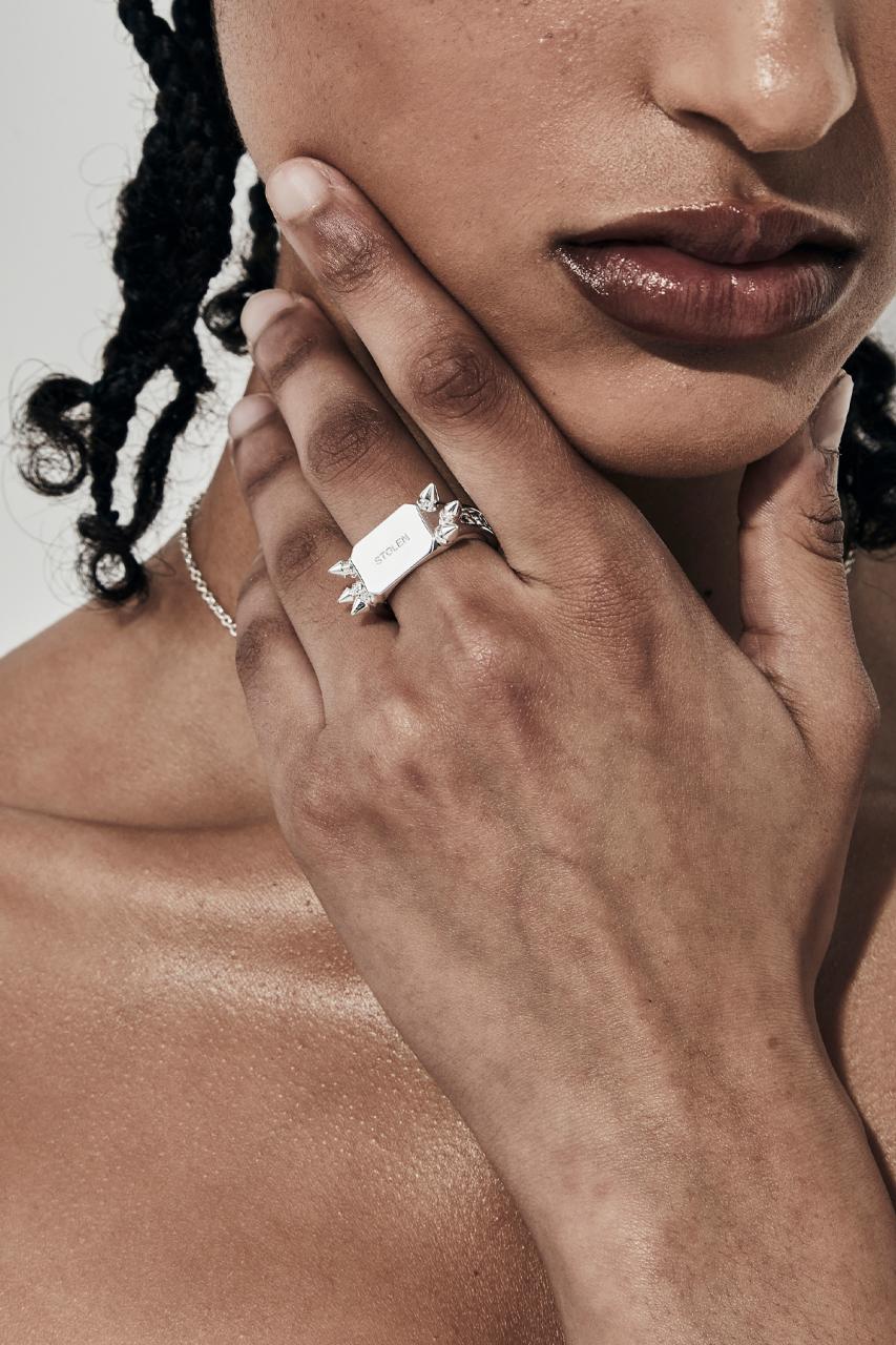 Stolen Girlfriends Club Sterling Silver Precious Punk Block Ring