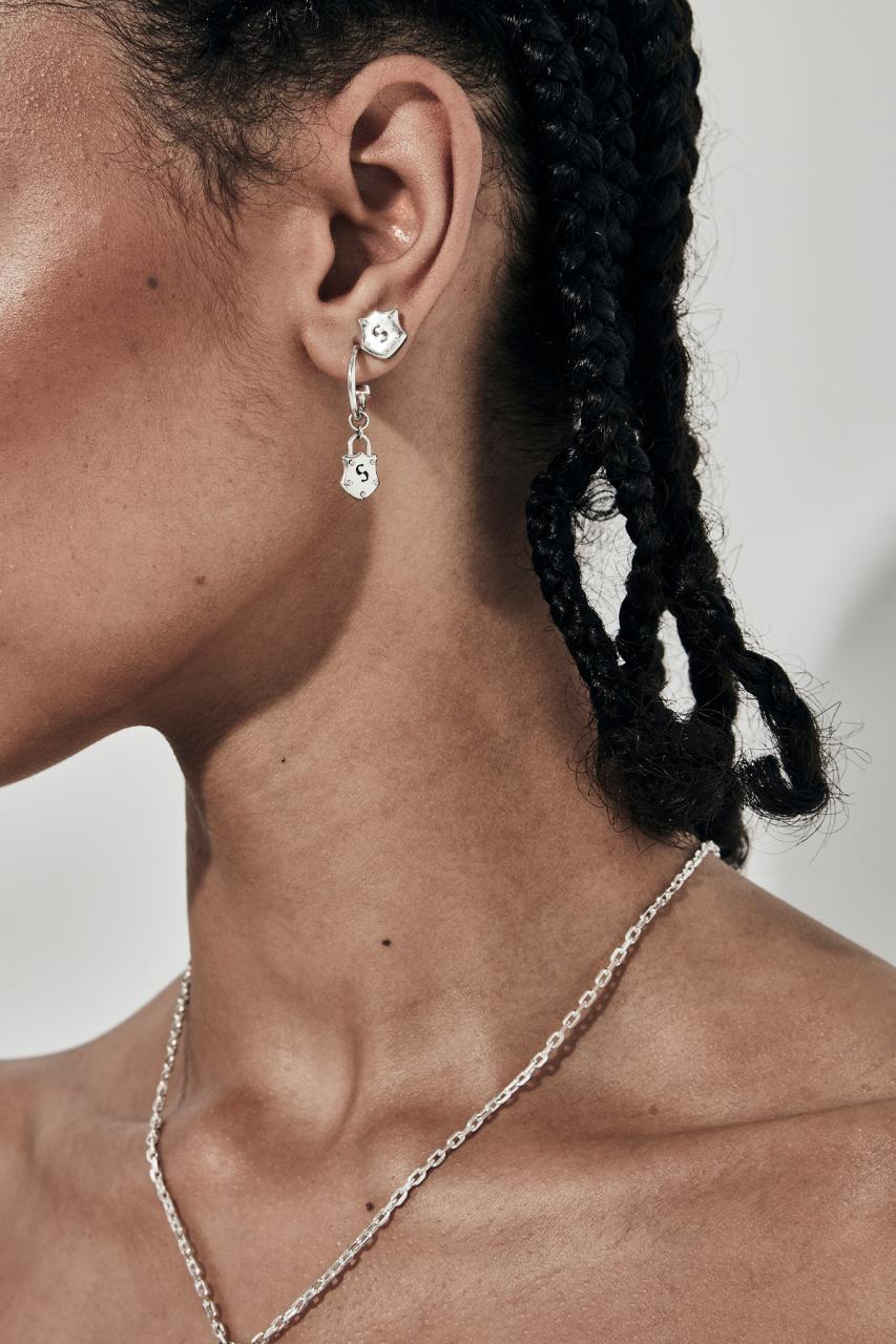 Stolen Girlfriends Club Sterling Silver Shield Anchor Earrings