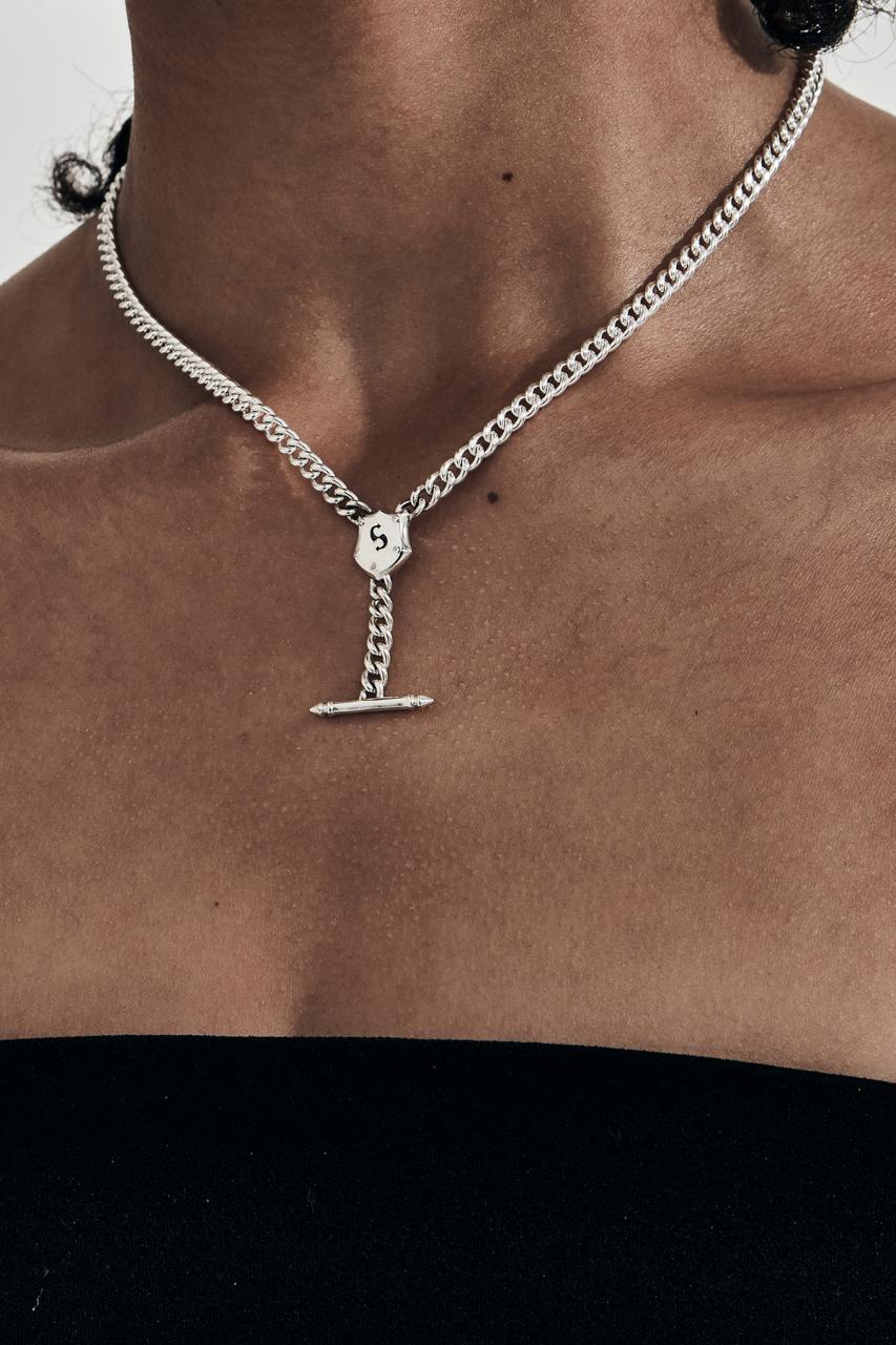 Stolen Girlfriends Club Sterling Silver Shield Fob Necklace