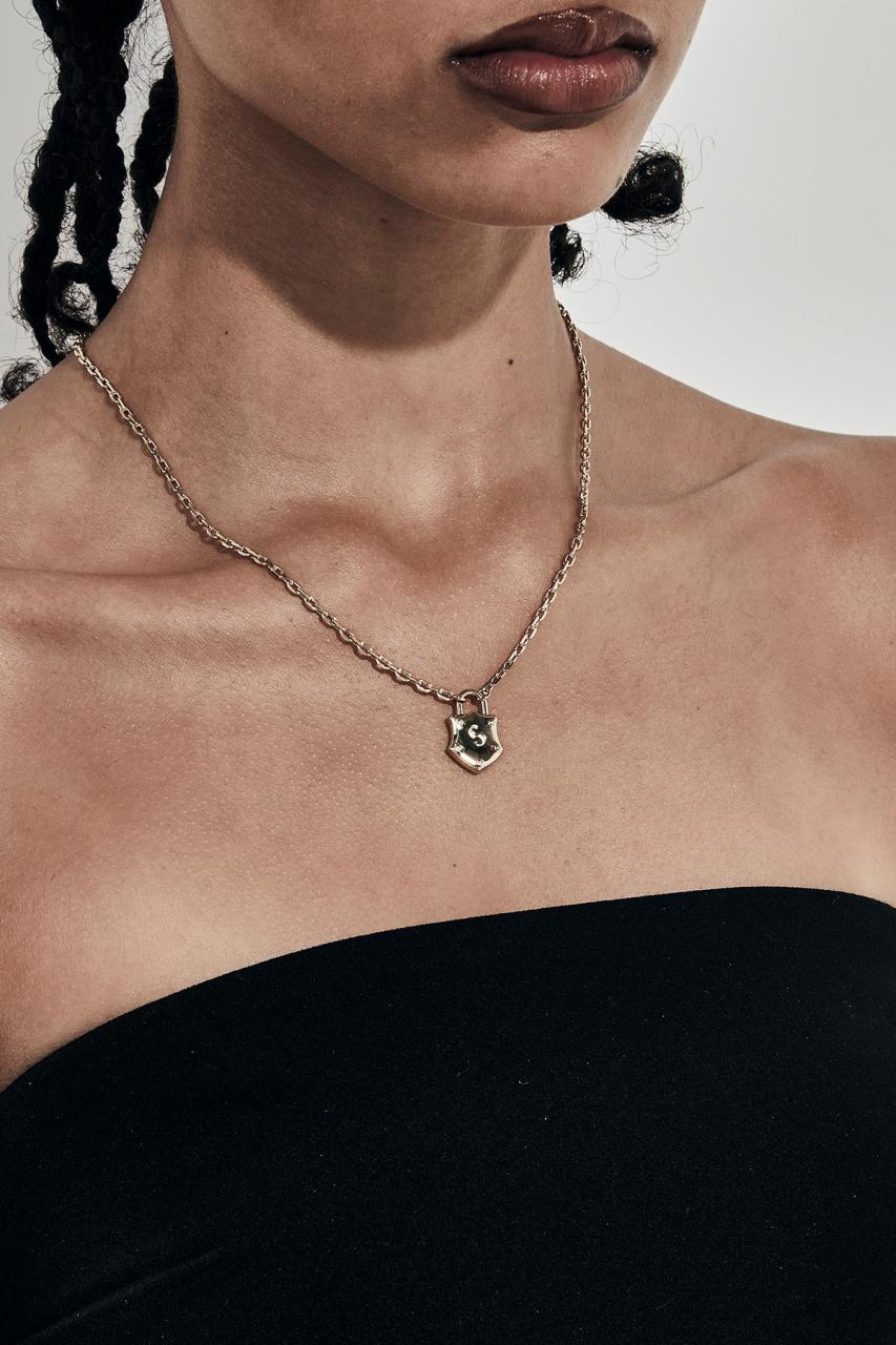Stolen Girlfriends Club 18ct Gold Plated Shield Necklace