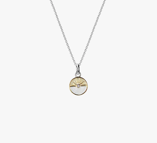 Evolve Sterling Silver & Gold Plated White Topaz Sunrise Necklace