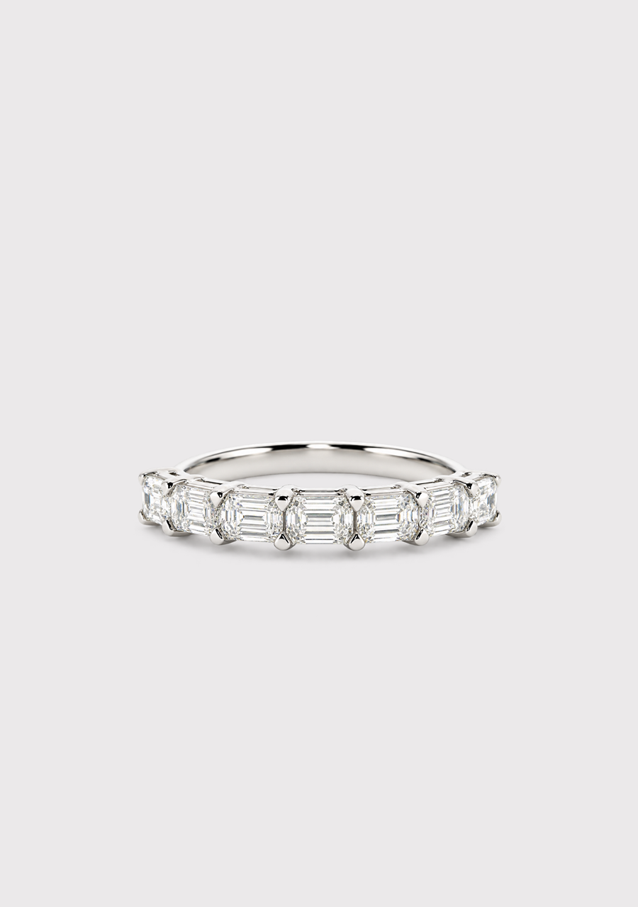 East West Emerald Cut Laboratory Grown Diamond Band in 18ct White Gold
