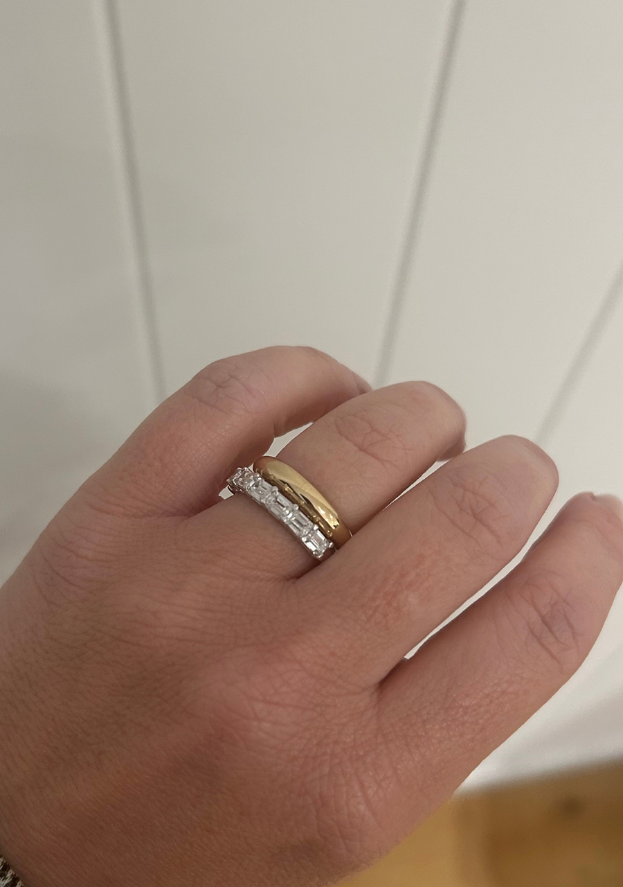 East West Emerald Cut Laboratory Grown Diamond Band in 18ct White Gold