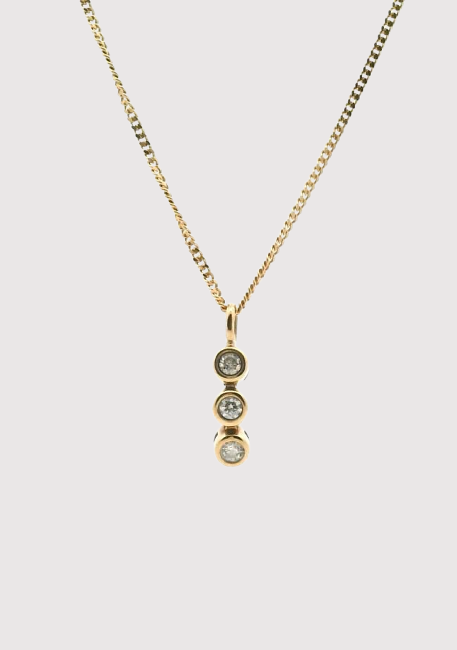 Diamond 0.03ct Three Stone Drop Pendant
