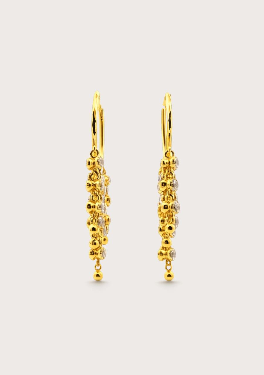 Estate 22ct Yellow Gold Cubic Zirconia Hoop Earrings