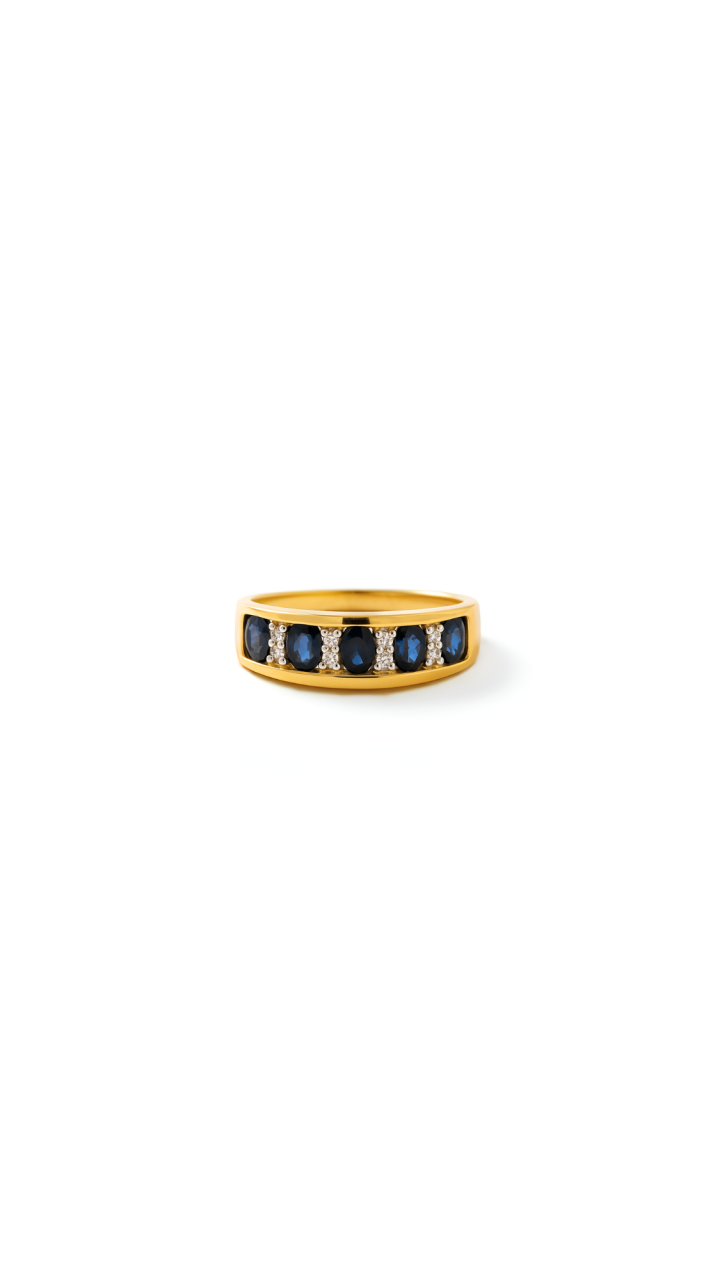Sapphire & Diamond Band in 9ct Yellow Gold