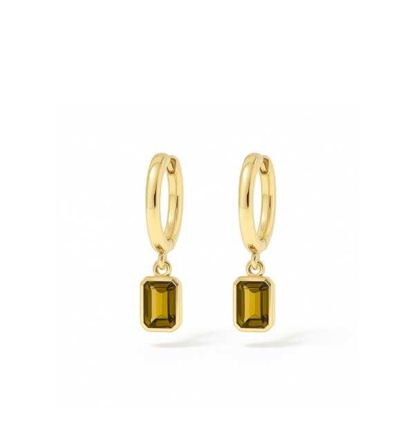Citrine Drop Huggie Earrings in 9ct Yellow Gold