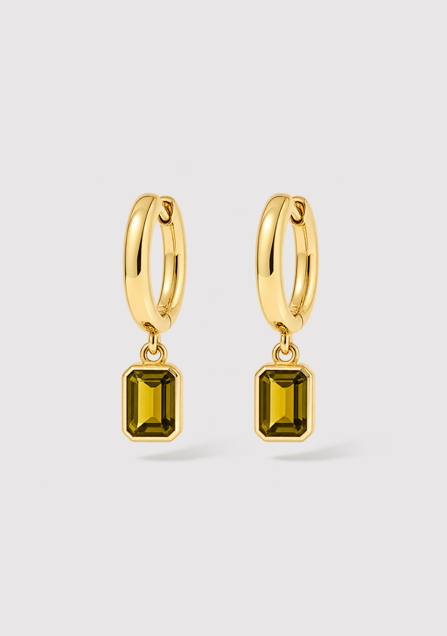 Citrine Drop Huggie Earrings in 9ct Yellow Gold