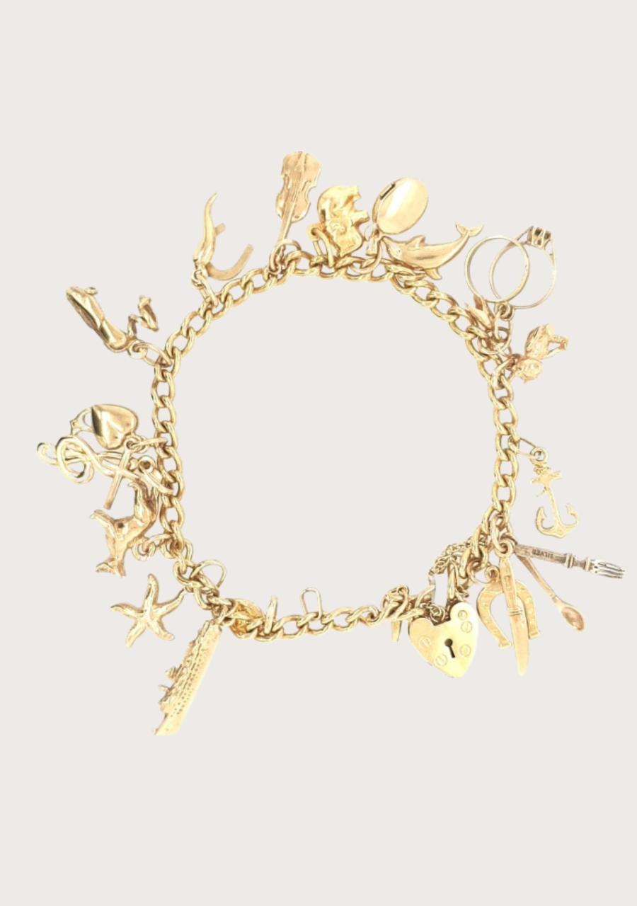 Estate 9ct Yellow Gold Charm Bracelet