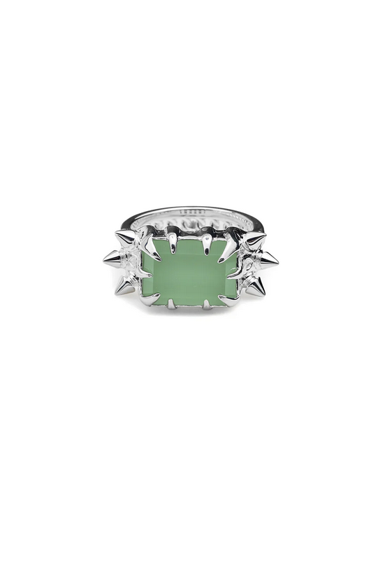 Stolen Girlfriends Club Sterling Silver Precious Punk Cocktail Ring with Green Amethyst