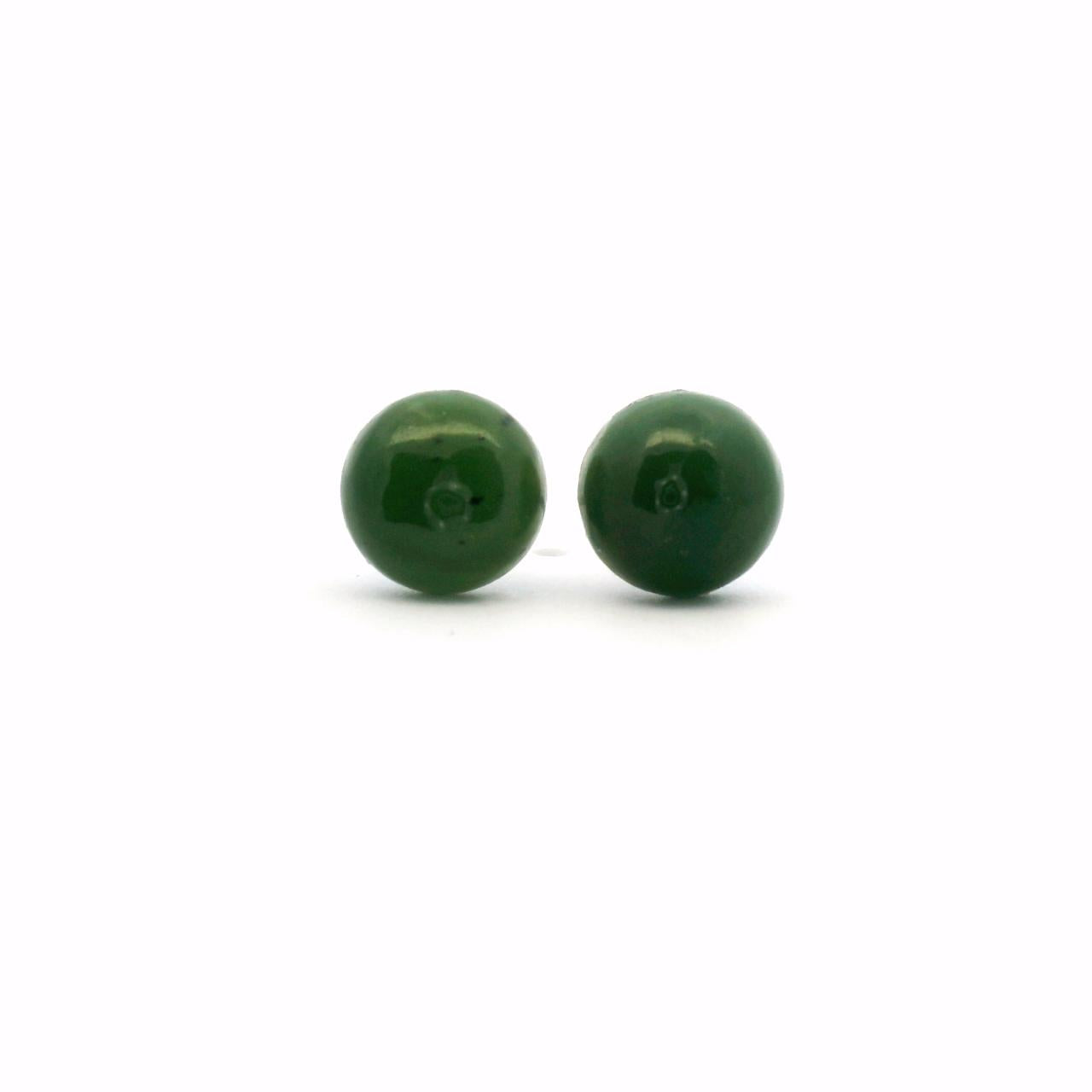 Greenstone Steel Round Cut Stud Earrings