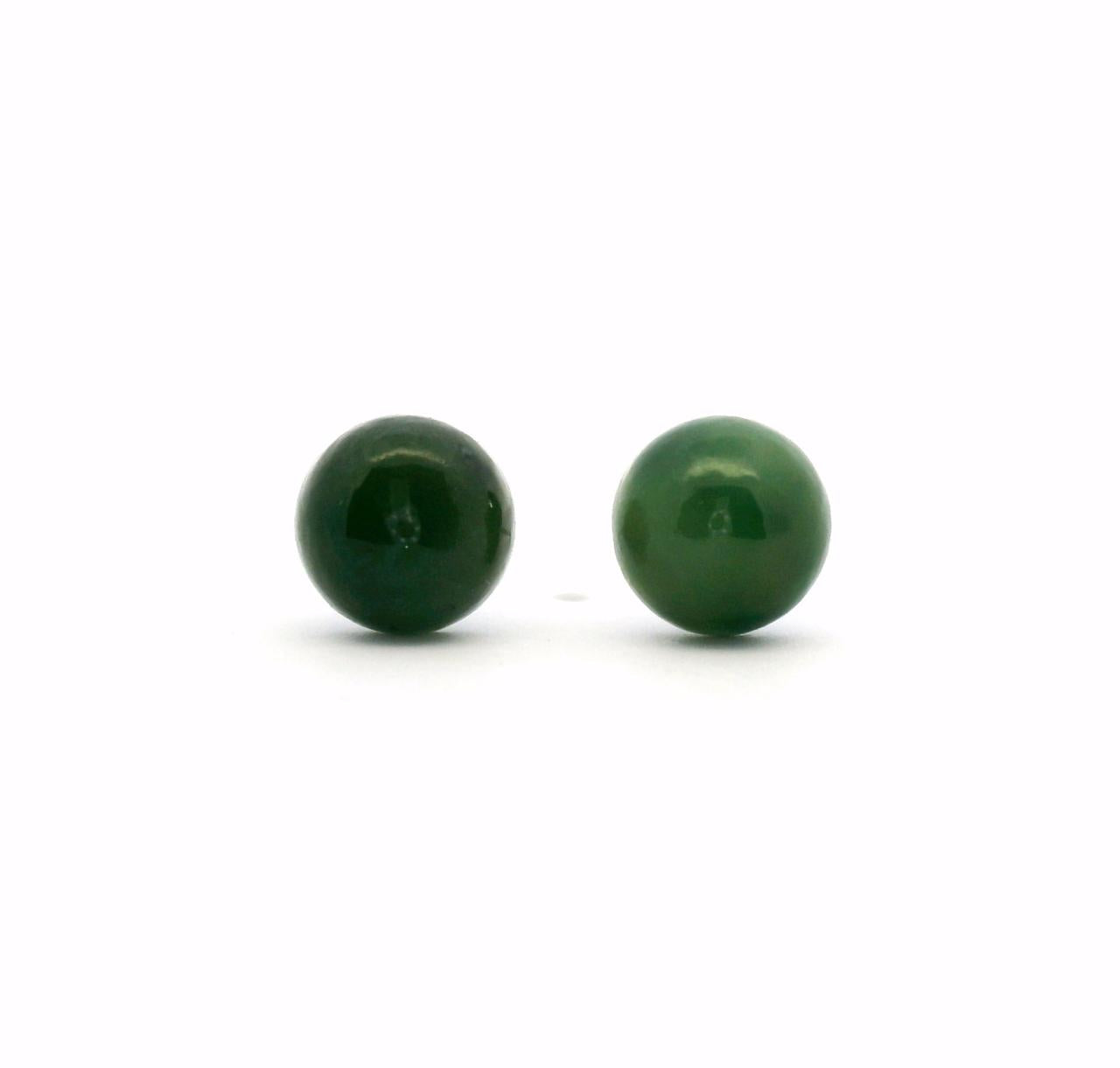 Greenstone Steel Round Cut Stud Earrings