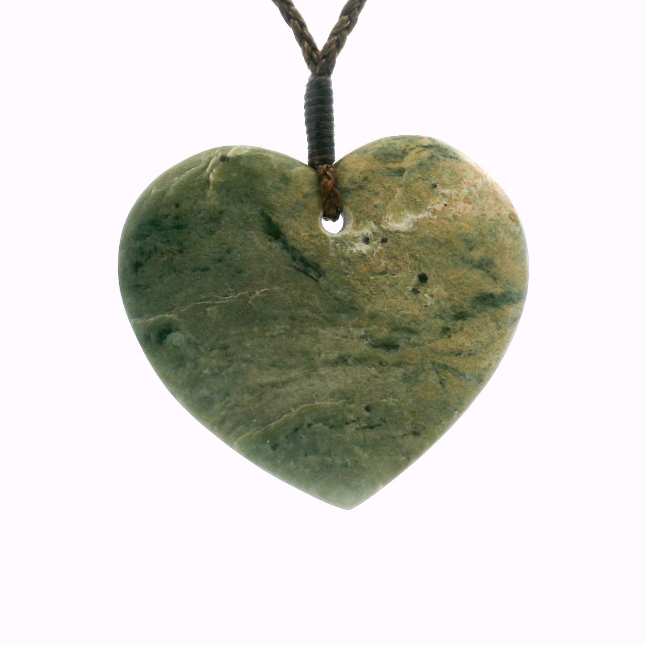Greenstone Heart Pendant on Cord
