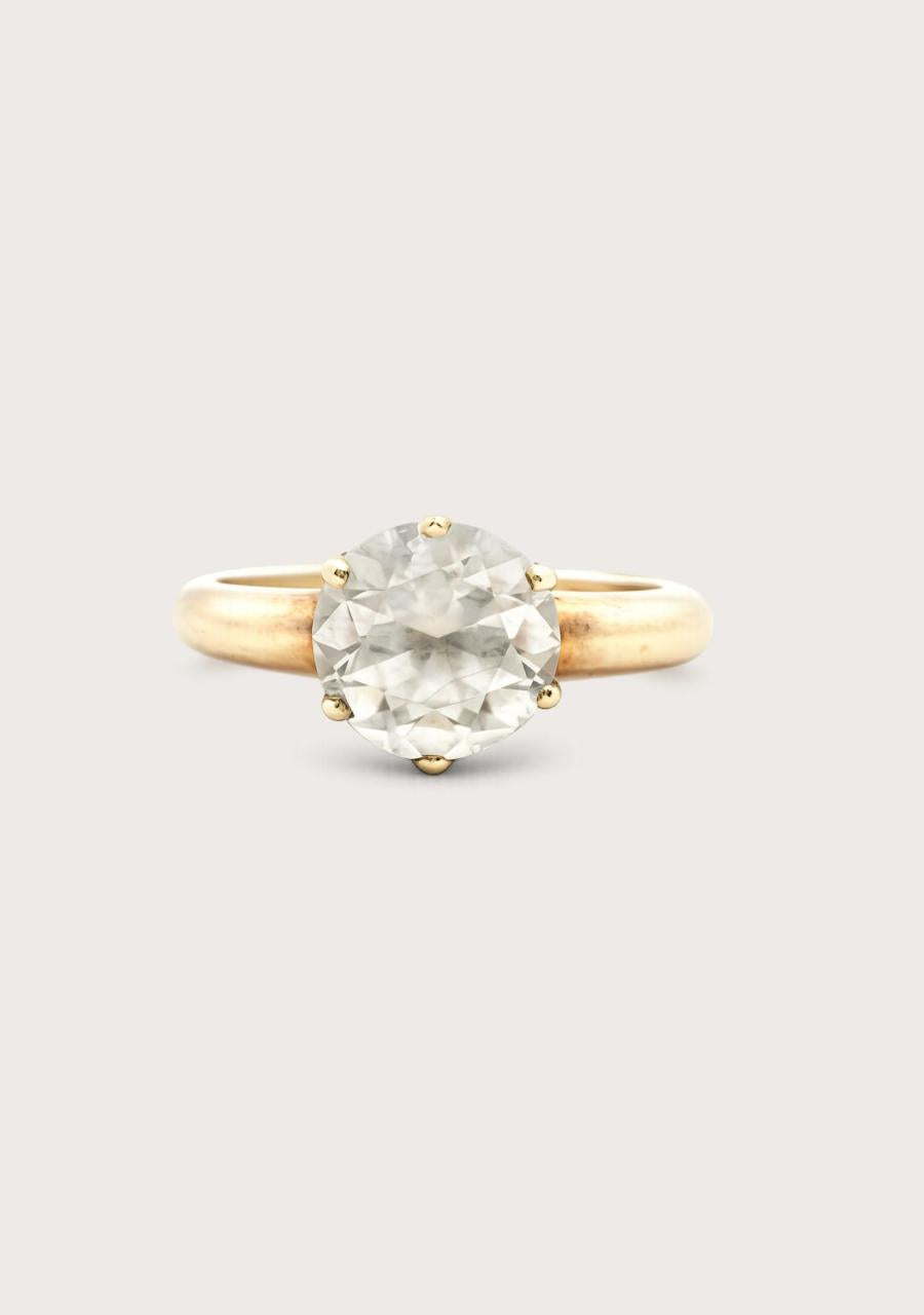 Estate 9ct Yellow Gold Large Cubic Zirconia Solitaire Ring