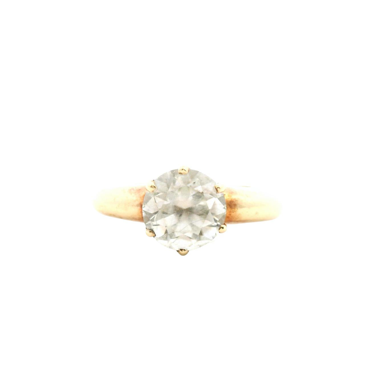 Estate 9ct Yellow Gold Large Cubic Zirconia Solitaire Ring