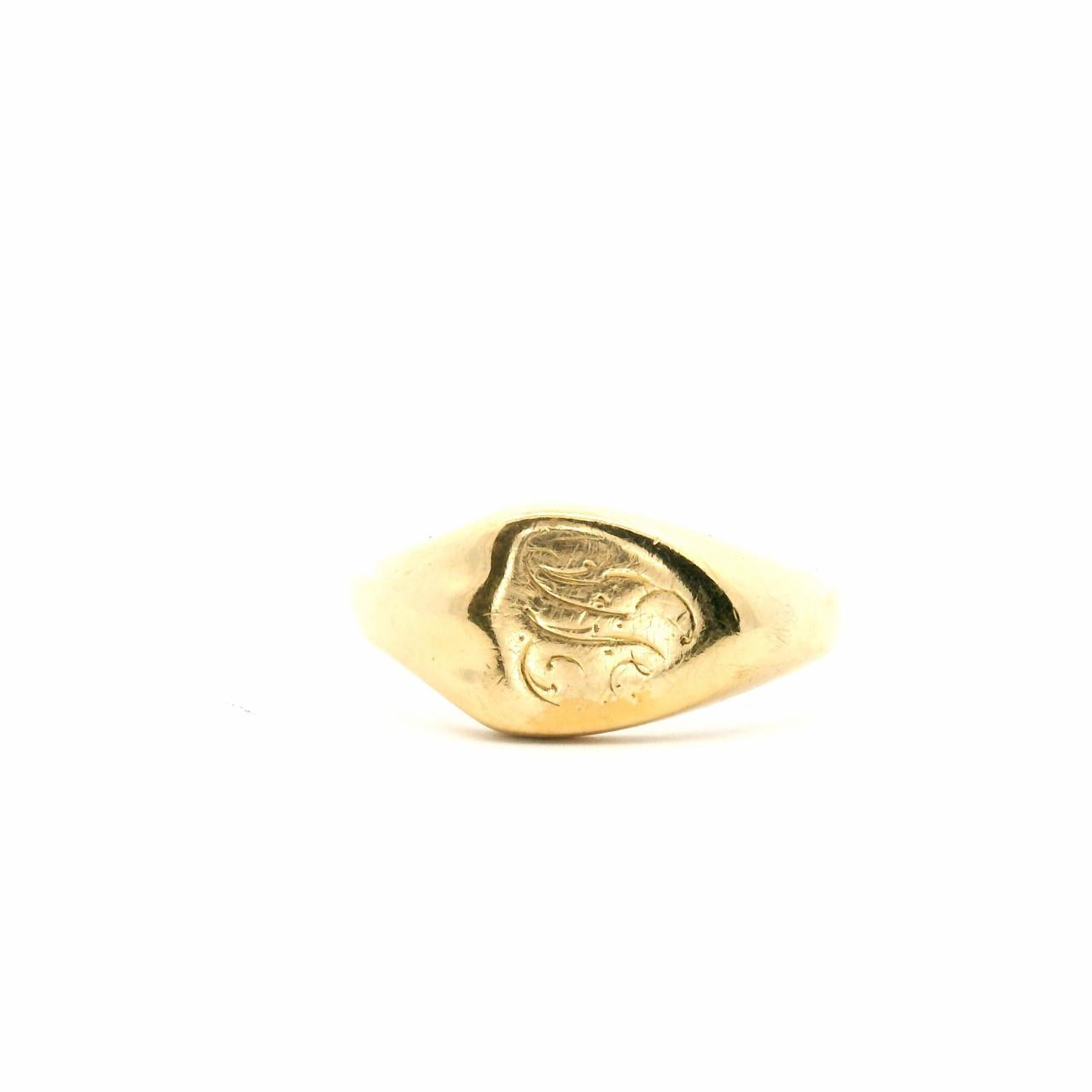 Estate 18ct Yellow Gold Shield East/West Signet Ring