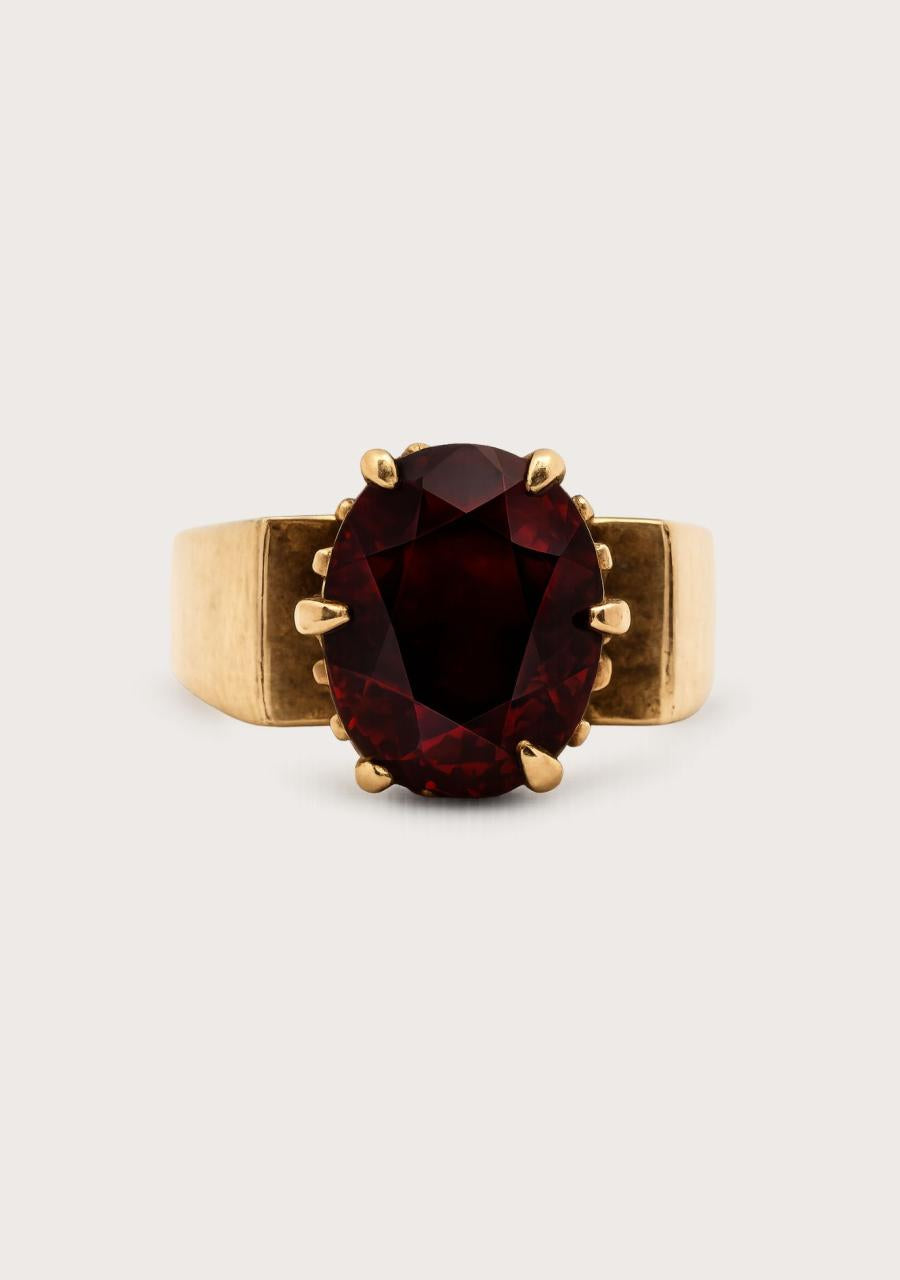 Estate 9ct Yellow Gold Garnet Ring
