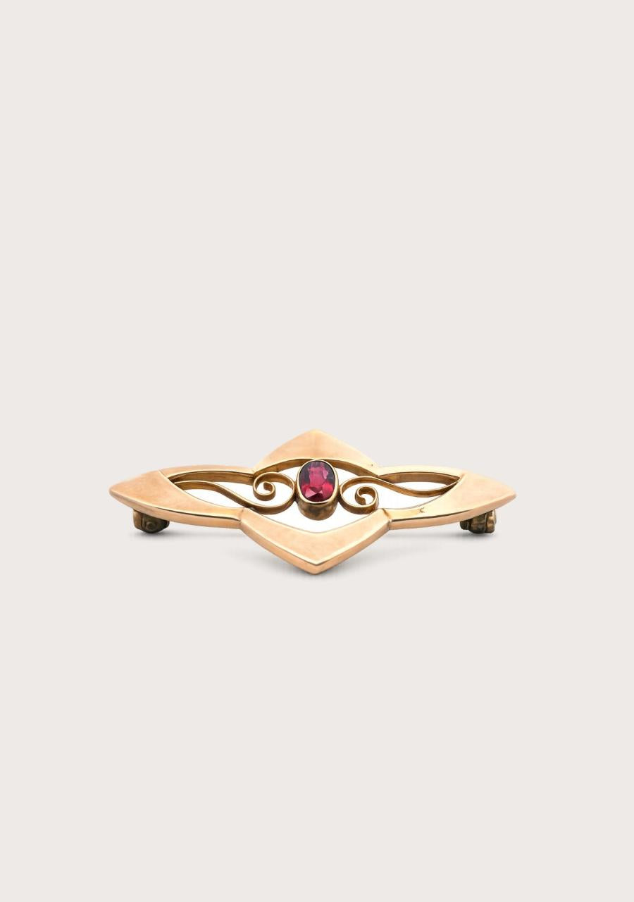 Estate 9ct Rose Gold Garnet Brooch