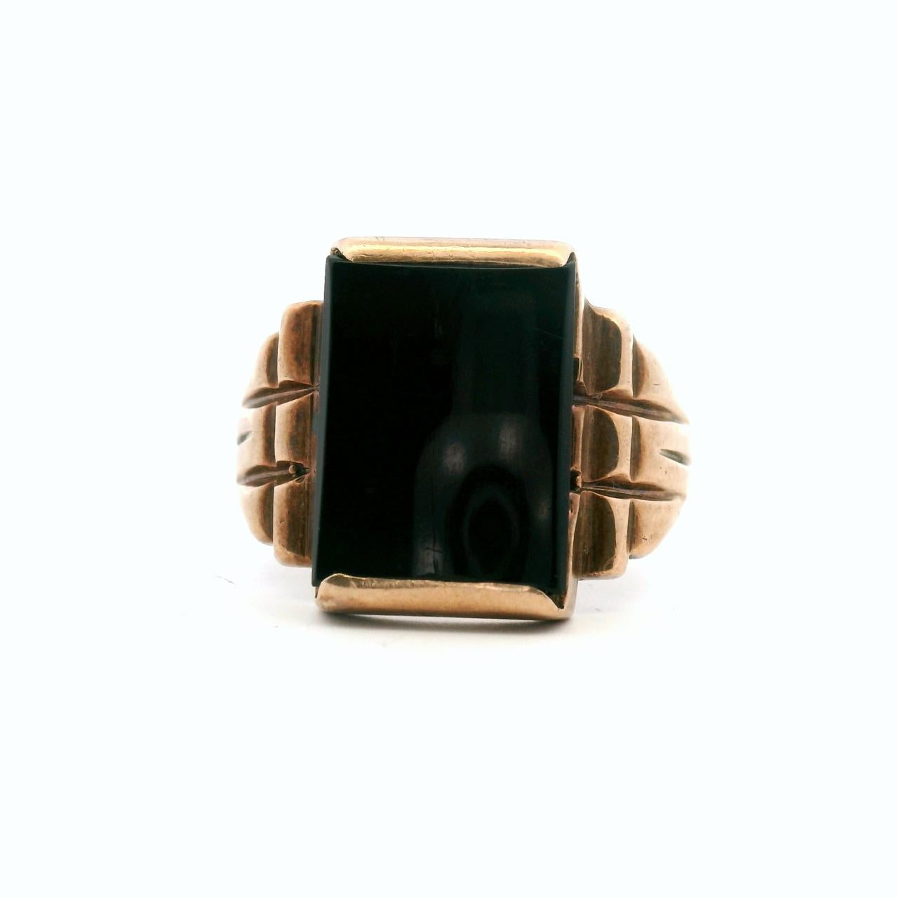 Estate 9ct Rose Gold Onyx Signet Ring