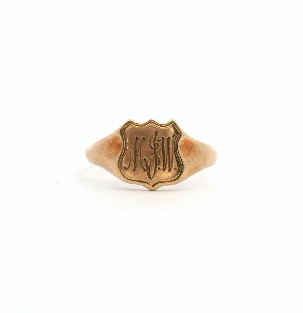 Estate 9ct Rose Gold Shield Signet Ring