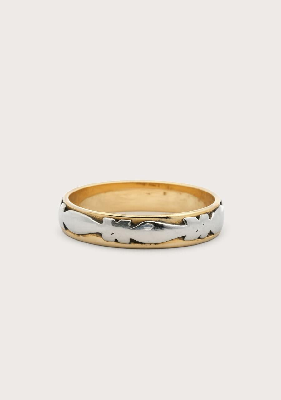 Estate 18ct Yellow Gold & Palladium Two-Tone 3.8mm Band