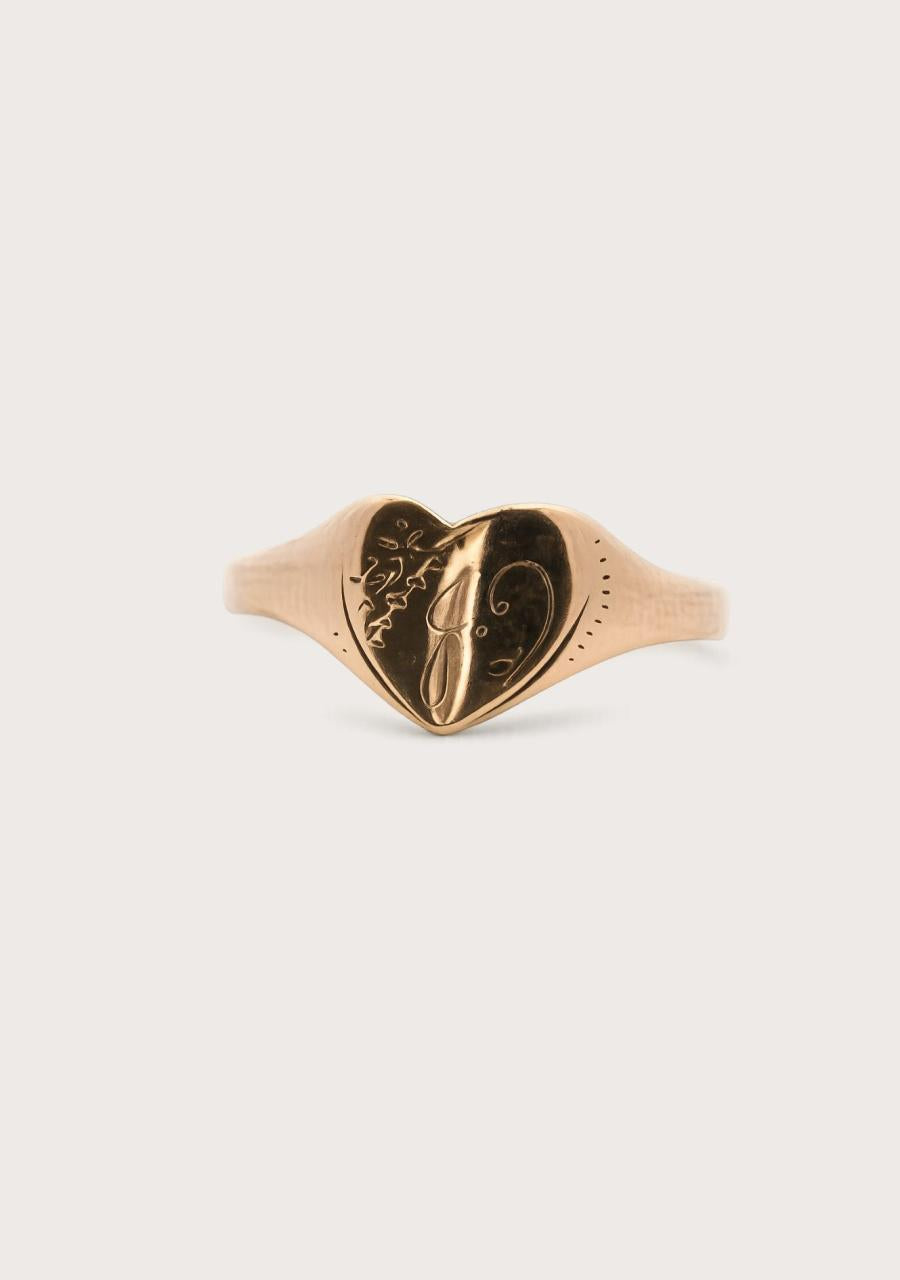 Estate 9ct Rose Gold Heart Signet Ring