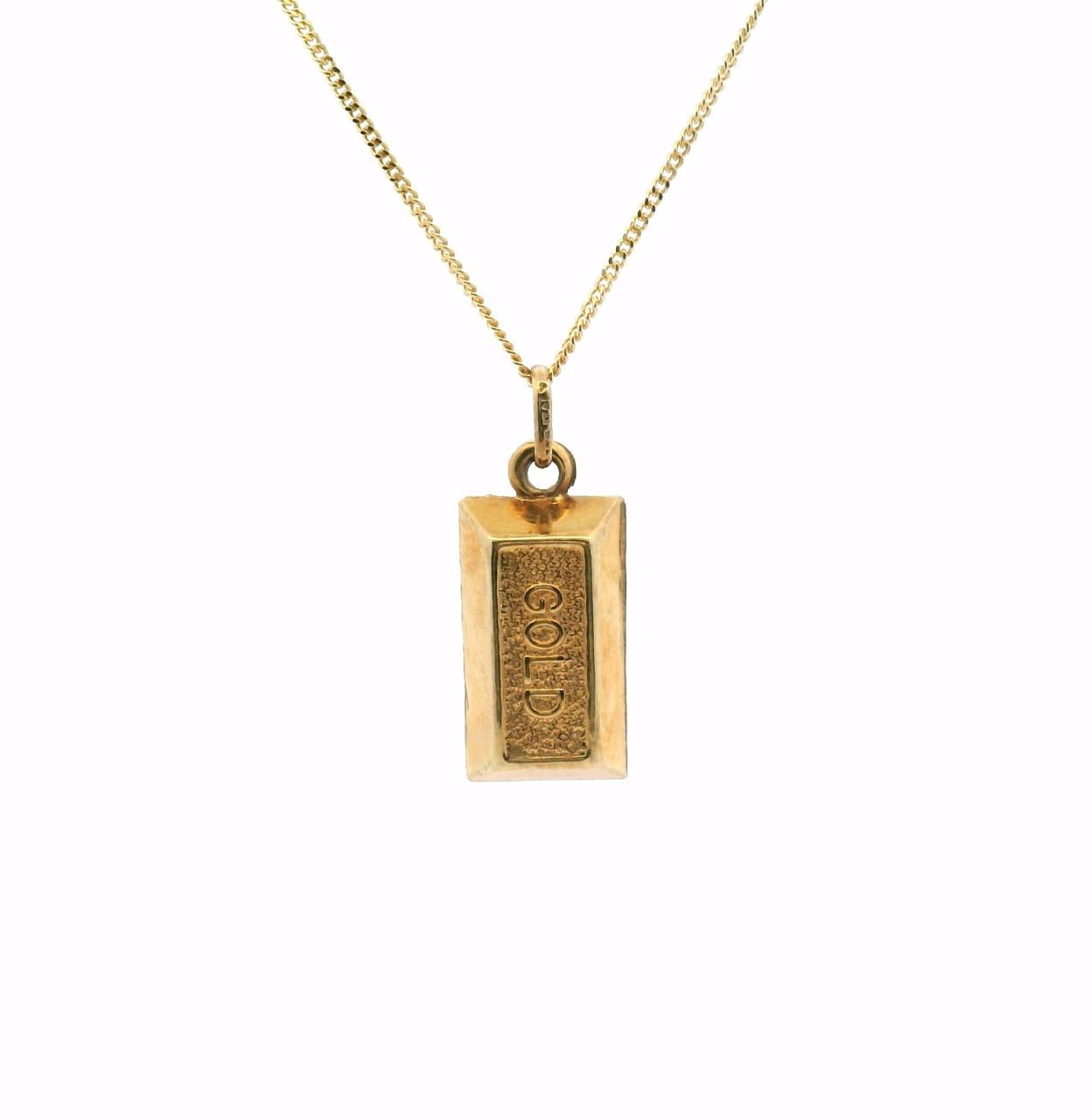 Estate 9ct Yellow Gold Hollow Bar Pendant