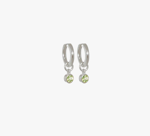 Evolve Sterling Silver August (Peridot) Huggie Earrings