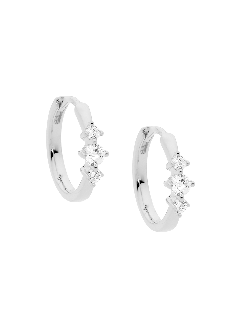 Ellani Sterling Silver 14mm Hoop Earrings with CZ