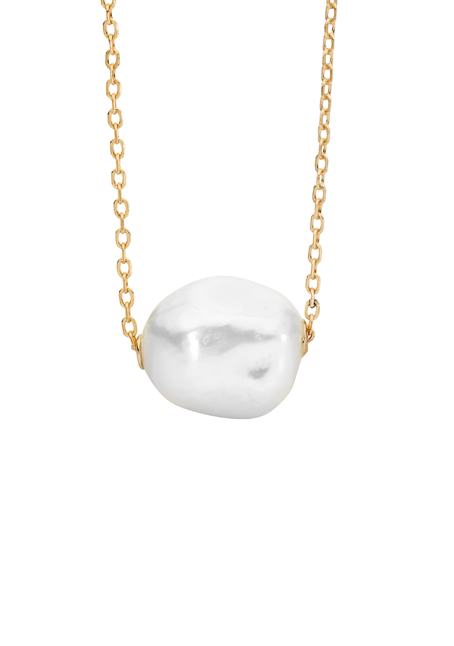 Ellani Gold Plated 10-11mm Baroque Freshwater Pearl Necklace