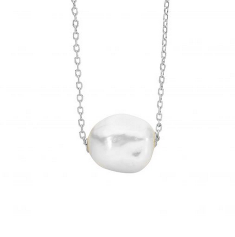 Ellani Sterling Silver 10-11mm Baroque Freshwater Pearl Necklace