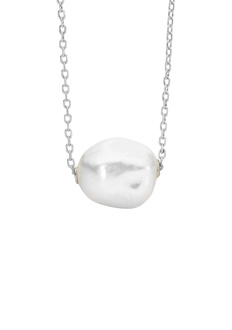 Ellani Sterling Silver 10-11mm Baroque Freshwater Pearl Necklace