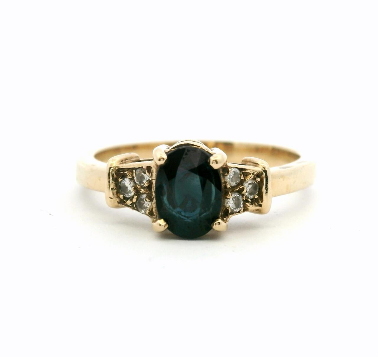 Estate 9ct Yellow Gold Sapphire & Diamond Ring