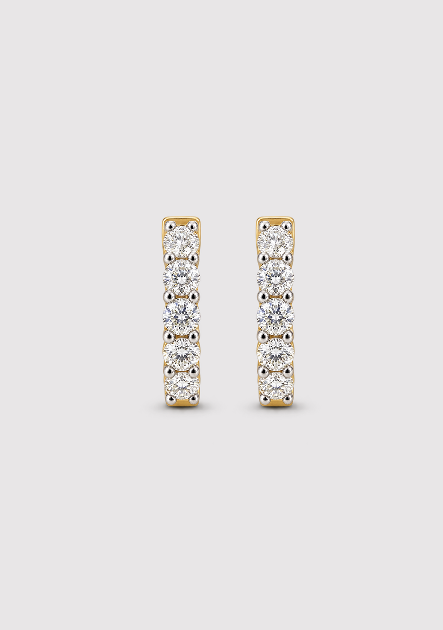 9ct Yellow Gold 1ct Round Brilliant Cut Lab Grown Diamond Hoop Earrings