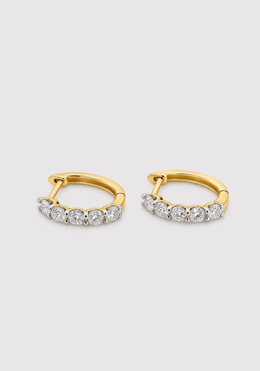 9ct Yellow Gold 1ct Round Brilliant Cut Lab Grown Diamond Hoop Earrings