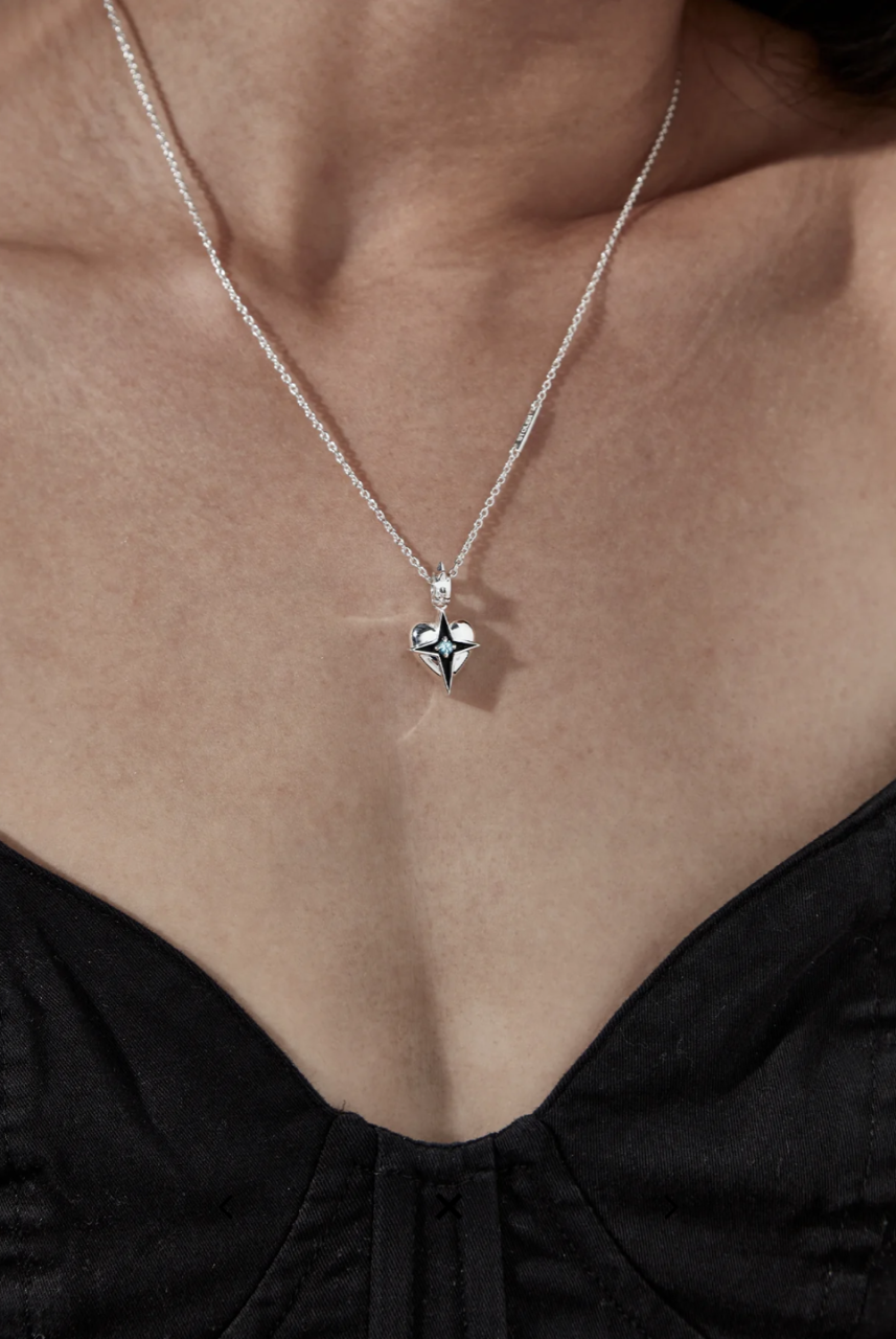 Stolen Girlfriends Club Sterling Silver Celestial Heart Necklace with Topaz
