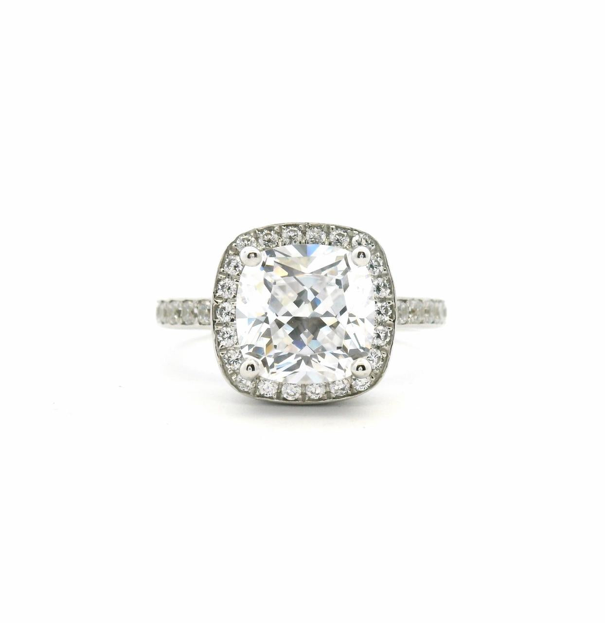 Estate 14ct White Gold Cubic Zirconia Halo Ring
