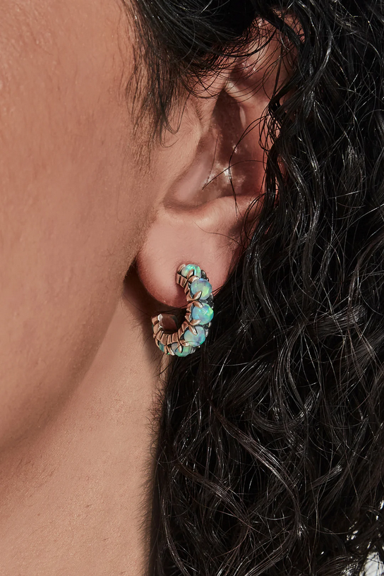 Stolen Girlfriends Club Sterling Silver Opal Halo Cluster Earrings
