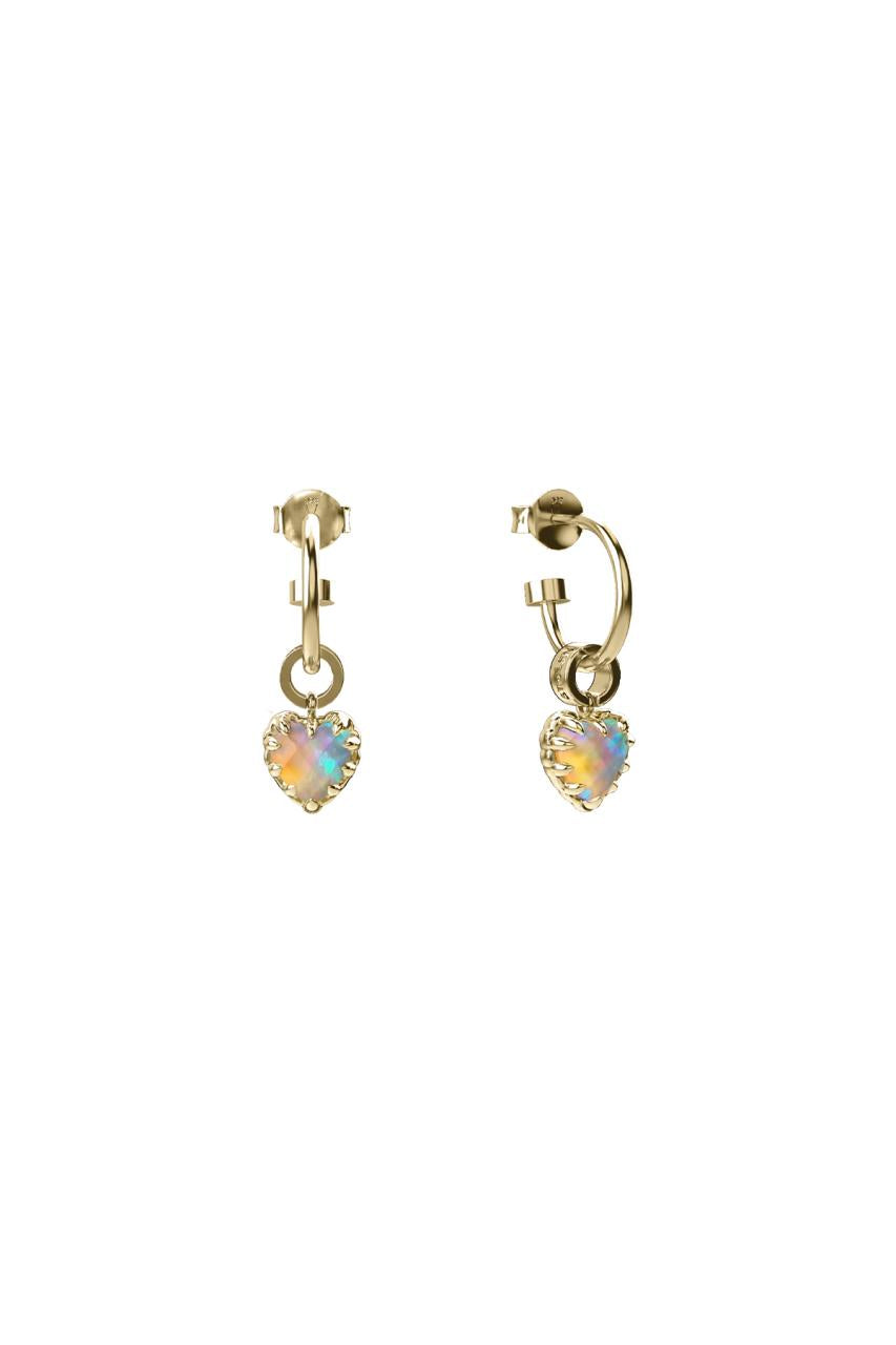 Stolen Girlfriends Club 18ct Gold Plated Opal Love Anchor Earrings