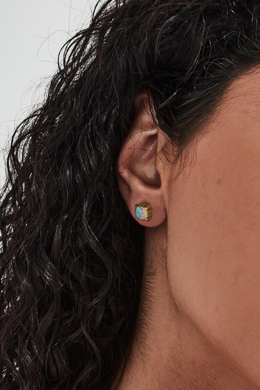 Stolen Girlfriends Club 18ct Gold Plated Opal Mini Claw Stud Earrings